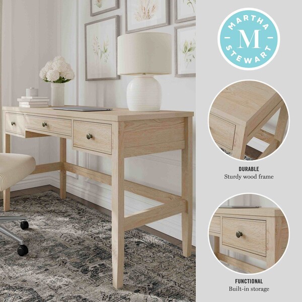 Martha Stewart 21.75 in H, 47.25 in W X Engineered Wood, Steel, Light Natural Frame/Antique Bronze Hardware - NAN-PS-23512-LNT-BZ-MS