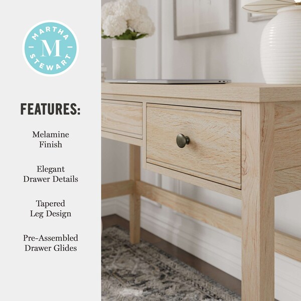 Martha Stewart 21.75 in H, 47.25 in W X Engineered Wood, Steel, Light Natural Frame/Antique Bronze Hardware - NAN-PS-23512-LNT-BZ-MS