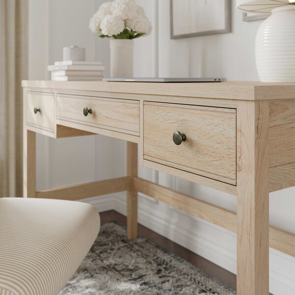 Martha Stewart 21.75 in H, 47.25 in W X Engineered Wood, Steel, Light Natural Frame/Antique Bronze Hardware - NAN-PS-23512-LNT-BZ-MS
