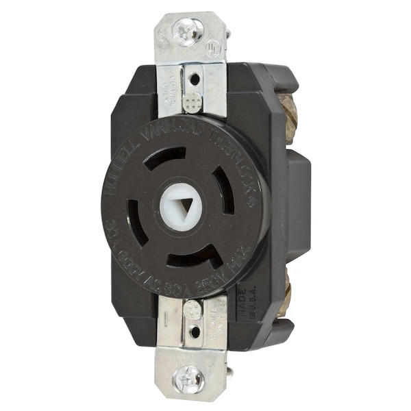 Hubbell Wiring Device-Kellems Locking Devices, Twist-Lock®, VariLoad, Flush Receptacle, 30A 250V DC/600V AC, 4-Pole 5-Wire Grounding, Non- NEMA, Screw Terminal, Unique Center Pin - HBL45205