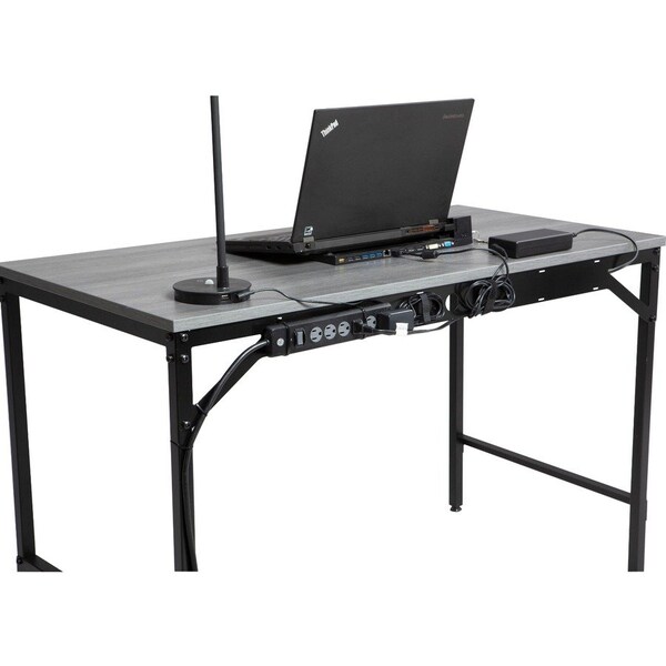 Safco Desk, 45-1/2"x23-1/2"x29-1/2", Sterling Ash Laminate/BK Base - SAF5272BLGR