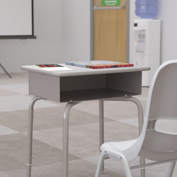 Flash Furniture 31.25 H, 24 W X Laminate, Steel, Gray Granite/Silver - FD-DESK-GY-GY-GG