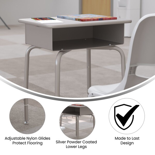 Flash Furniture 31.25 H, 24 W X Laminate, Steel, Gray Granite/Silver - FD-DESK-GY-GY-GG