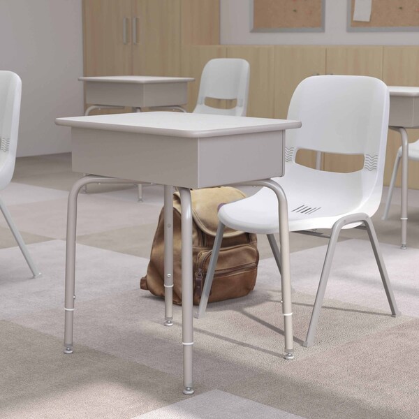Flash Furniture 31.25 H, 24 W X Laminate, Steel, Gray Granite/Silver - FD-DESK-GY-GY-GG