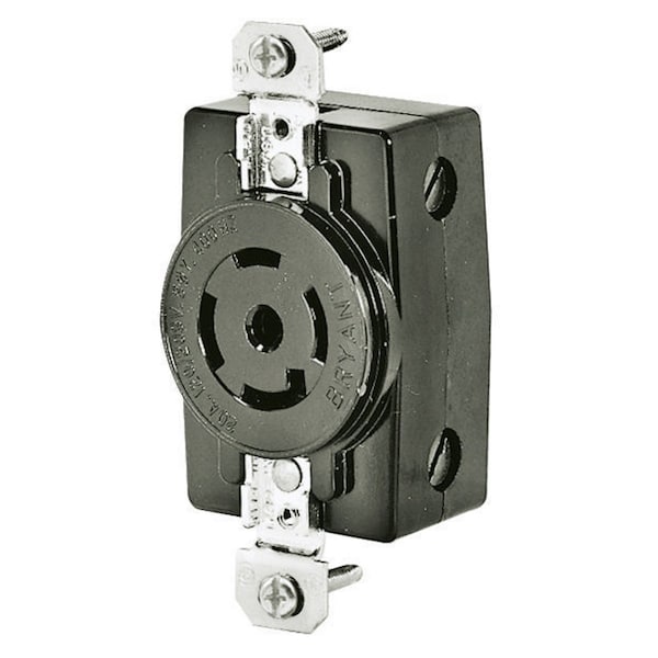 Bryant Industrial, Flush Receptacle 20A 3-Phase Wye 120/208V AC 400Hz 4P5W Grounding Non-NEMA, Black - 40045FR