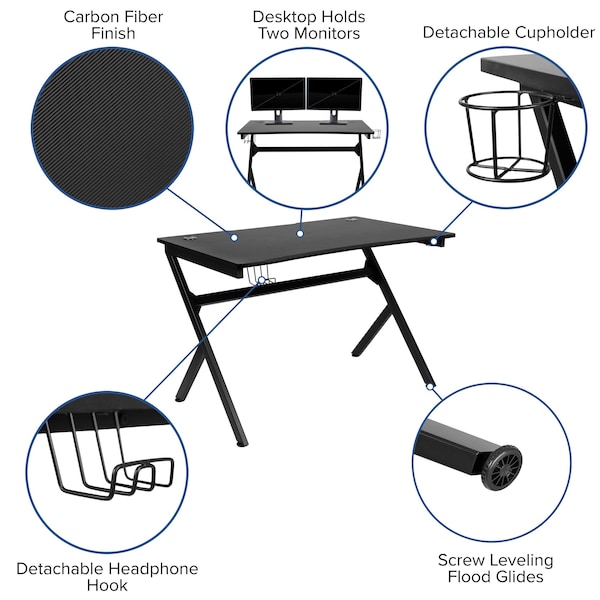 Flash Furniture Black Gaming Desk and Chair Set with Cup Holder - BLN-X10D1904-BK-GG
