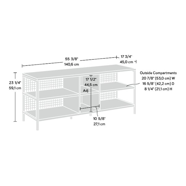 Sauder 17.72 in D X 23.27 in H, 55.35 in W X Engineered wood, Metal - 425765