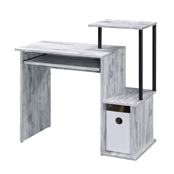 Acme Wooden Top Computer Desk in Antique White and Black - ER-0149WH