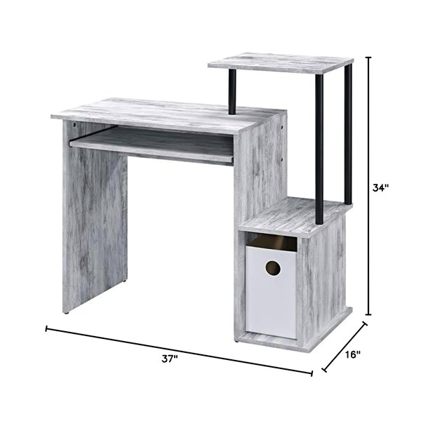 Acme Wooden Top Computer Desk in Antique White and Black - ER-0149WH