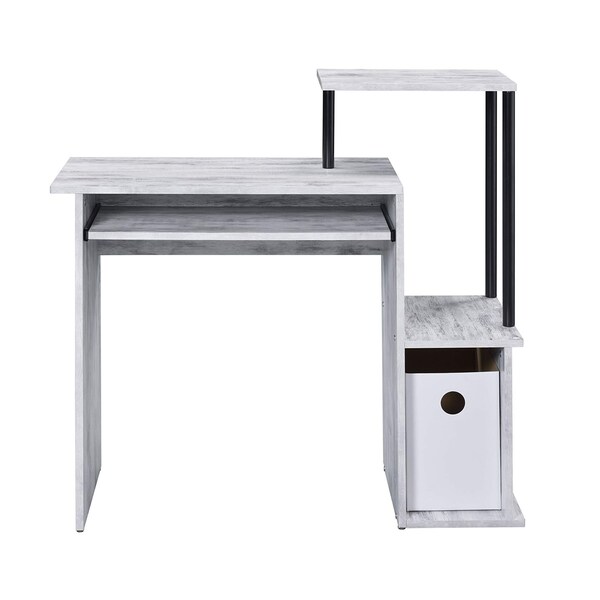 Acme Wooden Top Computer Desk in Antique White and Black - ER-0149WH