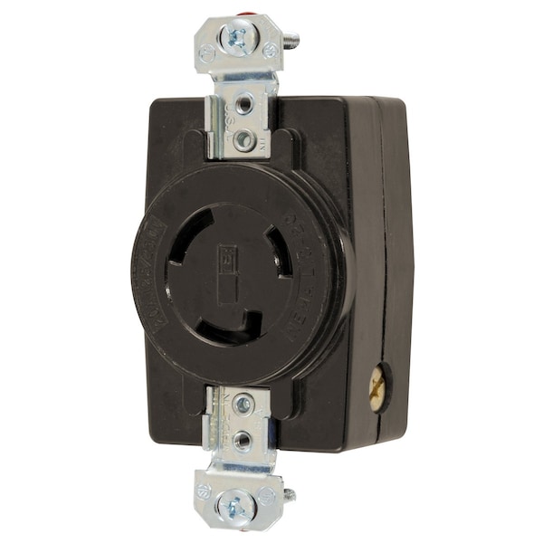 Hubbell Wiring Device-Kellems Locking Devices, Twist-Lock®, Industrial, Flush Receptacle, 20A 125/250V, 3-Pole 3-Wire Non-Grounding, L10-20R, Screw Terminal, Black - HBL2360