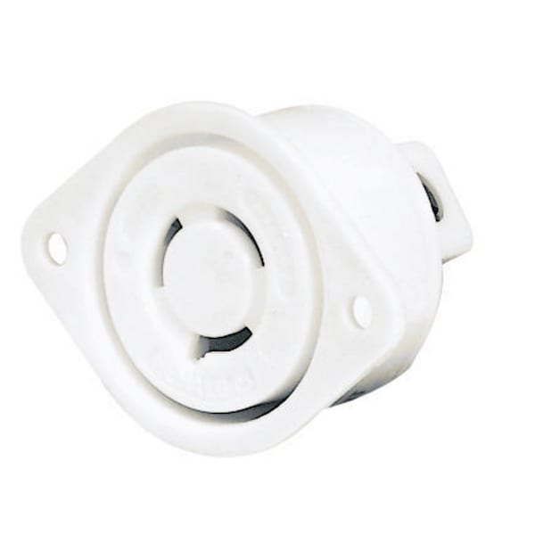 Bryant Locking Device, Flanged Receptacle, 15A 250V, 2-Pole 3-Wire Grounding, L6-15R, Screw Terminal, White - 70615ER