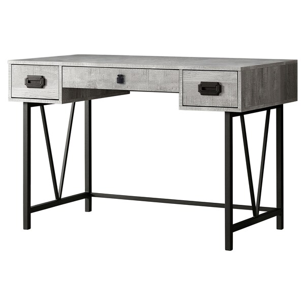 Homeroots 31 in. Grey Particle Board & Black Metal Computer Desk with a Hollow Core - 333514