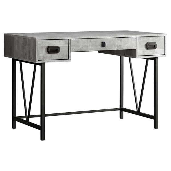 Homeroots 31 in. Grey Particle Board & Black Metal Computer Desk with a Hollow Core - 333514