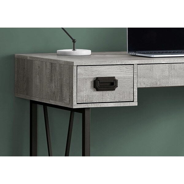 Homeroots 31 in. Grey Particle Board & Black Metal Computer Desk with a Hollow Core - 333514