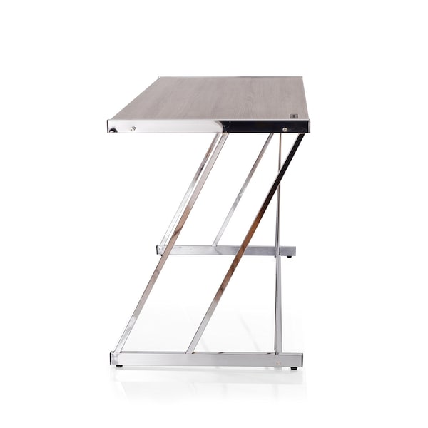 Acme Writing Desk with USB Dock in Weathered Oak and Chrome - ER-0142OAK