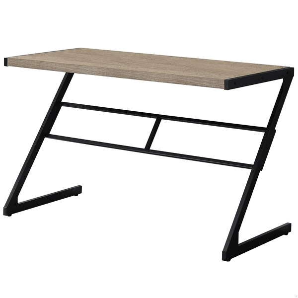 Homeroots 30 in. Dark Taupe MDF & Black Metal Computer Desk - 333493