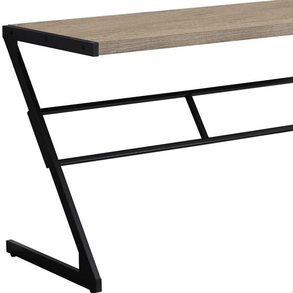 Homeroots 30 in. Dark Taupe MDF & Black Metal Computer Desk - 333493
