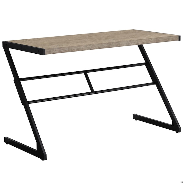 Homeroots 30 in. Dark Taupe MDF & Black Metal Computer Desk - 333493