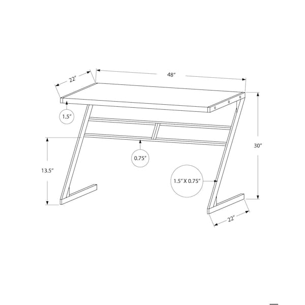 Homeroots 30 in. Dark Taupe MDF & Black Metal Computer Desk - 333493