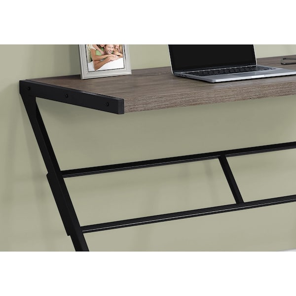 Homeroots 30 in. Dark Taupe MDF & Black Metal Computer Desk - 333493