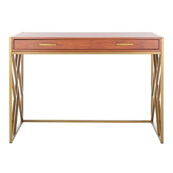 Safavieh Elaine 1 Drawer Desk - Natural & Gold - DSK2201C