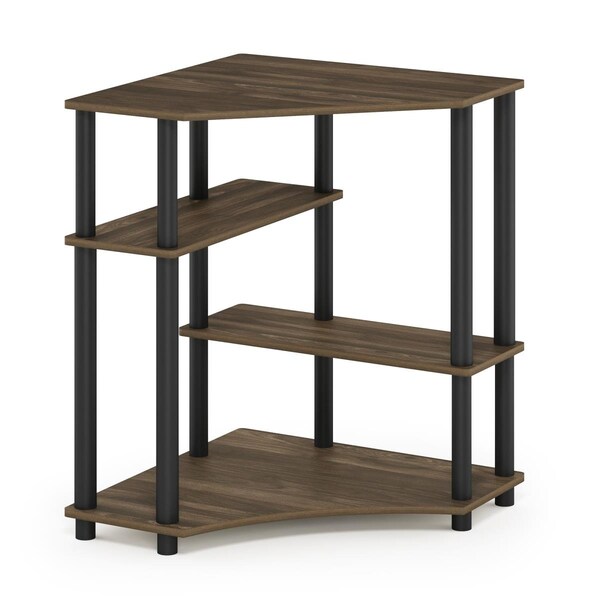 Furinno Turn-N-Tube Space Saving Corner Desk with Shelves, Columbia Walnut & Black - 16098CWNBK