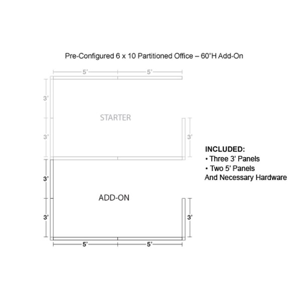 Interion By Global Industrial 120 in D X 60 in H, 72 in W X Fabric Panels / Wood Frame / Steel Connectors, Gray - 236655GY
