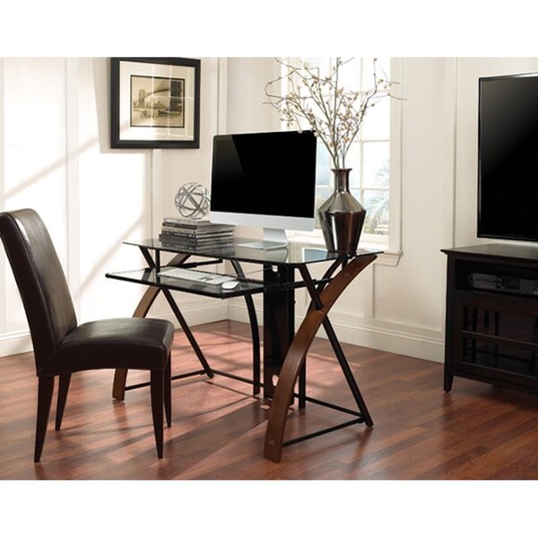 Bello Vibrant Espresso Computer Desk With Curved Wood Sides - CD8841