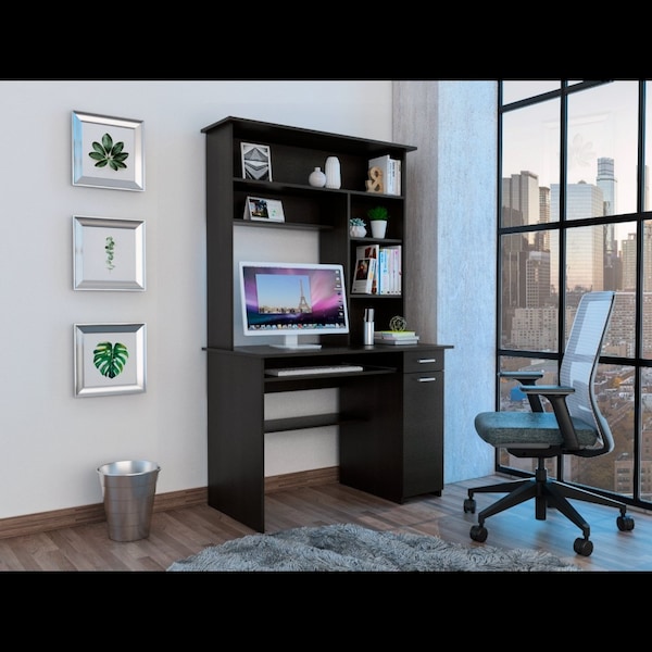 Tuhome 22.9 in. D X 70.8 in. H, 43.3 in. W X Laminate, Black - ELW5719