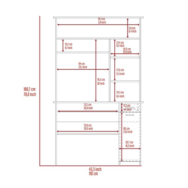 Tuhome 22.9 in. D X 70.8 in. H, 43.3 in. W X Laminate, Black - ELW5719
