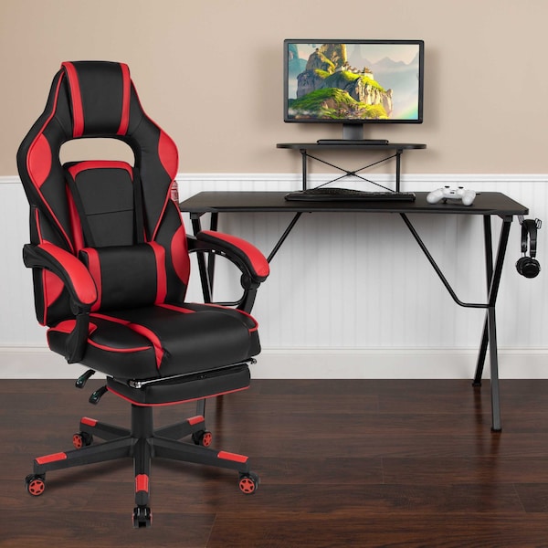 Flash Furniture Black Gaming Desk-Cup Holder/Reclining Chair Set - BLN-X40RSG1031-RED-GG