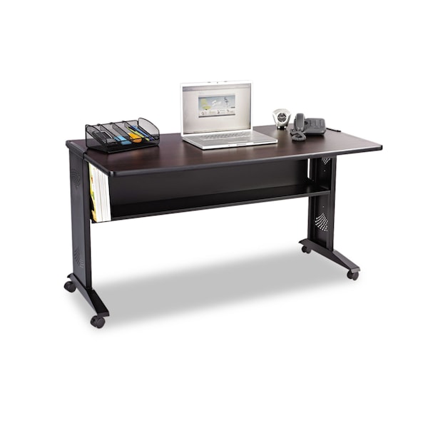 Safco Computer Desk Mobile Computer Desk, Reversible Top, 53.5, 28 in D X 30" H, 53.5" W X Steel - 1933