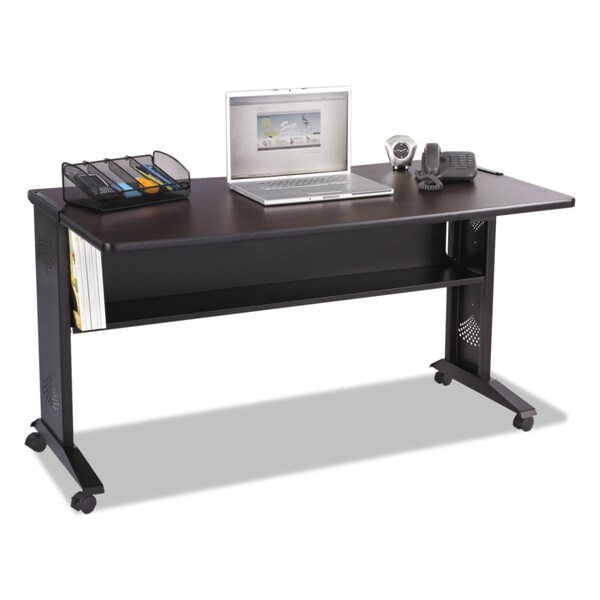 Safco Computer Desk Mobile Computer Desk, Reversible Top, 53.5, 28 in D X 30" H, 53.5" W X Steel - 1933