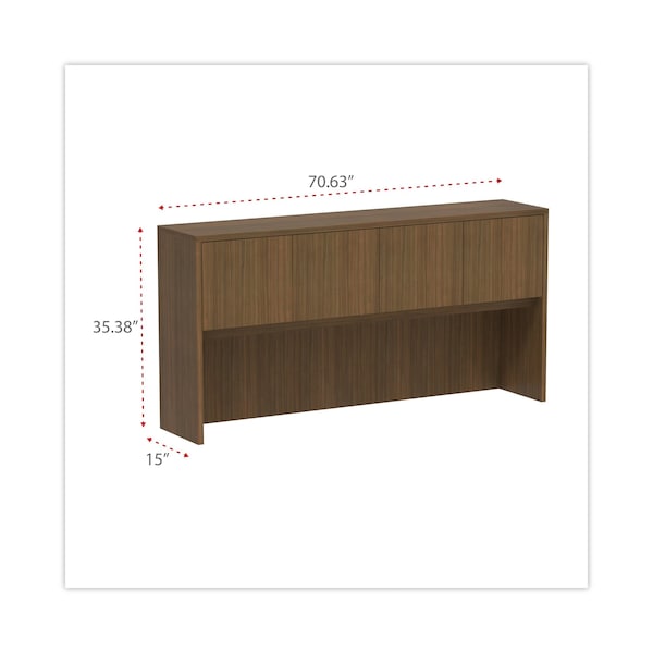 Alera Alera Valencia Series Hutch, 3-Comp, 15 in D X 35.38" H, 70.63" W X Woodgrain Laminate - VA287215WA