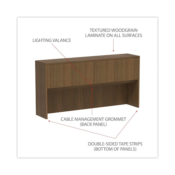 Alera Alera Valencia Series Hutch, 3-Comp, 15 in D X 35.38" H, 70.63" W X Woodgrain Laminate - VA287215WA