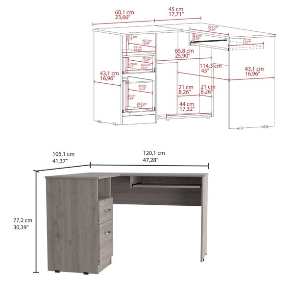 Tuhome 47.2 in. D X 30.4 in. H, 41.3 in. W X Laminate, Light Gray - ELZ5702