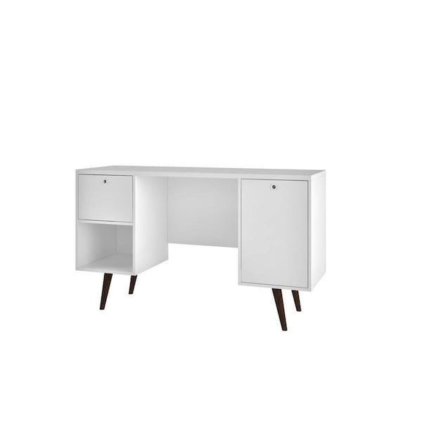 Designed To Furnish Edgar 1-Drawer Mid-Century Office Desk, White - DE2450105