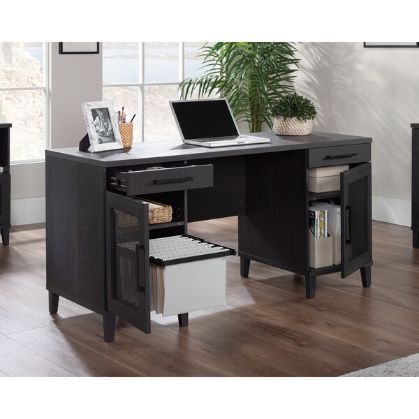 Sauder 23.465 in D X 29.764 in H, 60 in W X Engineered wood, Raven Oak - 433266