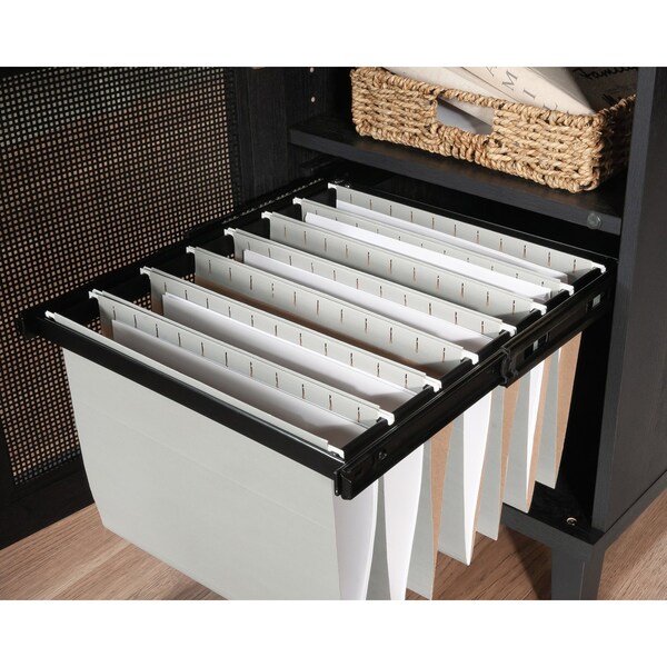 Sauder 23.465 in D X 29.764 in H, 60 in W X Engineered wood, Raven Oak - 433266