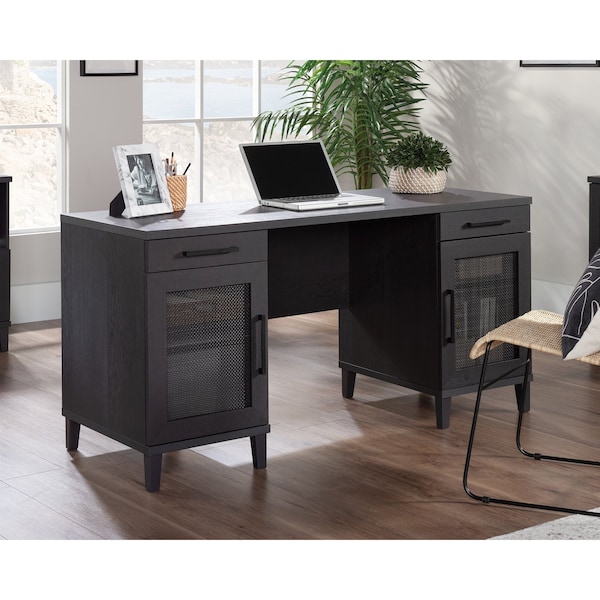 Sauder 23.465 in D X 29.764 in H, 60 in W X Engineered wood, Raven Oak - 433266