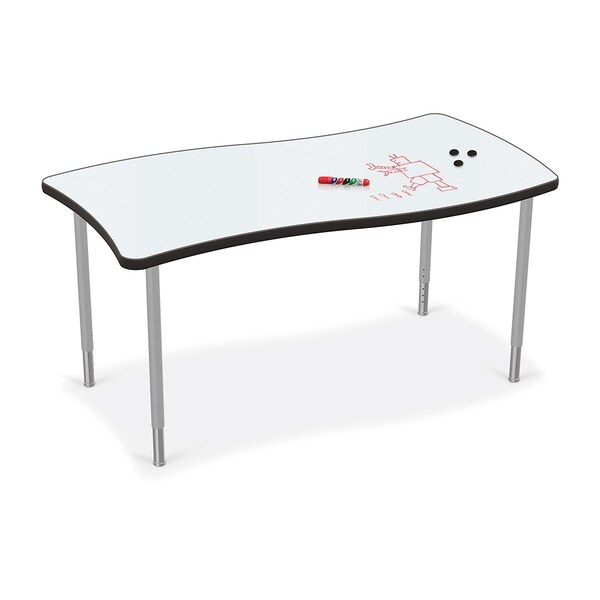 Mooreco Porcelain Desktop, Creator Table 60x30 with Platinum Direct Mount Shapes Legs - 70527