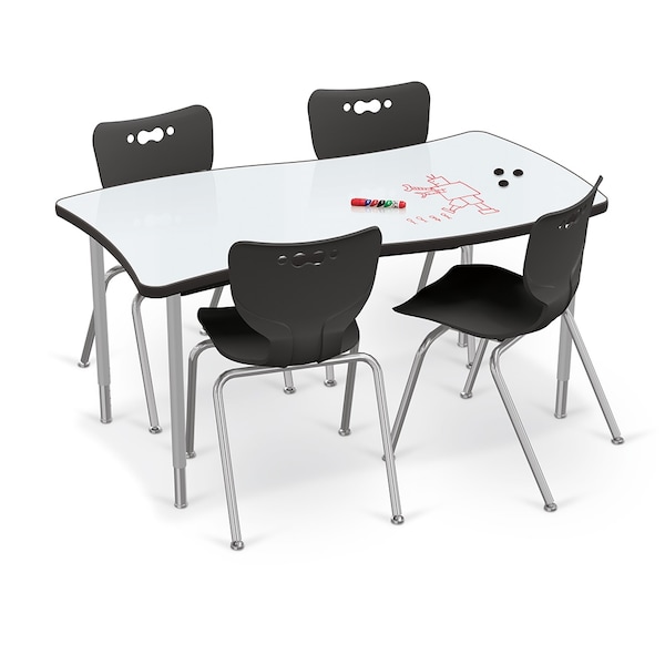 Mooreco Porcelain Desktop, Creator Table 60x30 with Platinum Direct Mount Shapes Legs - 70527