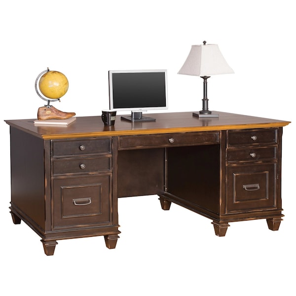Officesource 31.00'' H, Vintage Black with Wood Plank Tops, 70.00'' W X - IMHF680BK