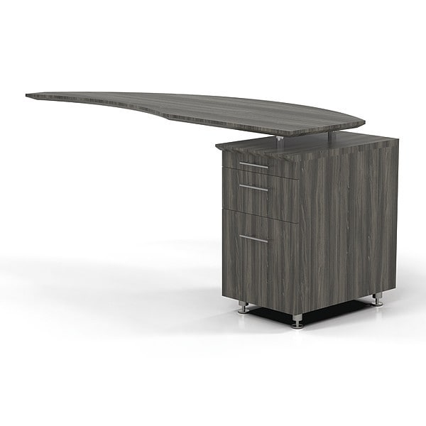 Mayline Right Curved Desk Return Medina Desk Return/Pedestal, Right, Gray, 24" D X 29-1/2" H, 63" W X - MNRTPRLGS