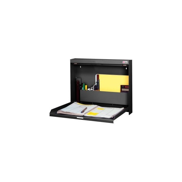 Datum Filing Systems Datum WallWrite Folding Wall Mount Desk, Non-Locking, 20"W x 3-3/8"D x 16-3/8"H, Black - WW-101-T25