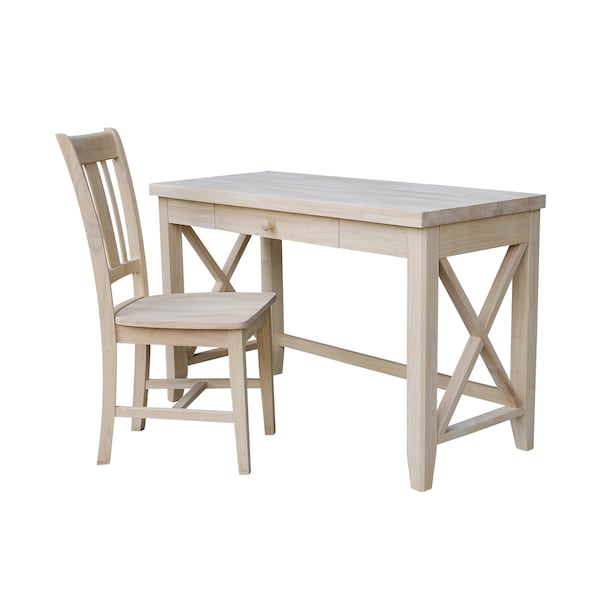 International Concepts Hampton Desk with Chair 21.1 in D X 30 in H, 48.1 in W X Wood, Unfinished - K-OF-67X-C10