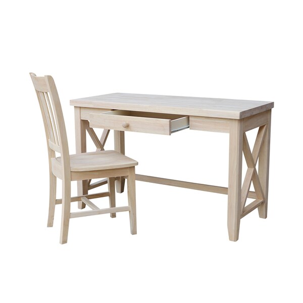 International Concepts Hampton Desk with Chair 21.1 in D X 30 in H, 48.1 in W X Wood, Unfinished - K-OF-67X-C10