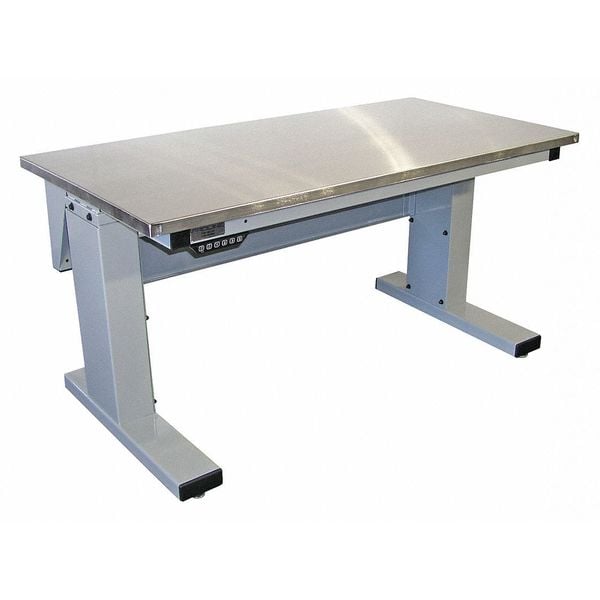 Proline Adjustable Desk Workstation, Adjust, 72" x 30", S/S, Lt Gray, 72" D X 30-1/2" to 46-1/2" H, 30" W X - MVSII7230SS-A31