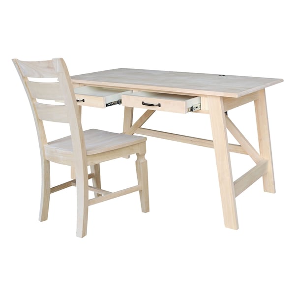 International Concepts Serendipity Desk with 2 Drawers and Chair, Unfinished - K-OF-69-C57